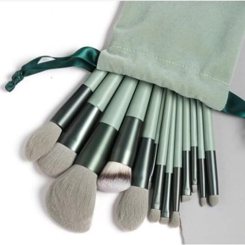 13pcs/set Makeup BrushesThe Matcha Green Cosmestic Brushes-foundation&powder&blush Fiber Beauty Pens-make Up Tool