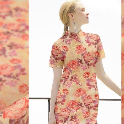 140cm wide silk linen fabric meter 12mm printed linen silk fabric delicate vintage chinese silk fabric wholesale linen cloth