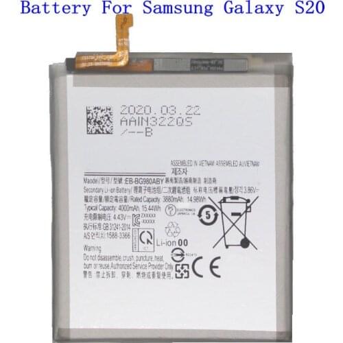 1x 4000mAh /15.44Wh EB-BG980ABY Battery For Samsung Galaxy S20 (Not For S20 Plus / S20 Ultra) Batteries + Repair Tools kit