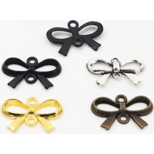 22x15mm 20pcs Antique Silver Plated /Bronze/Black/Gold Colors Plated Bow Tie Handmade Charms Pendant:DIY for bracelet necklace