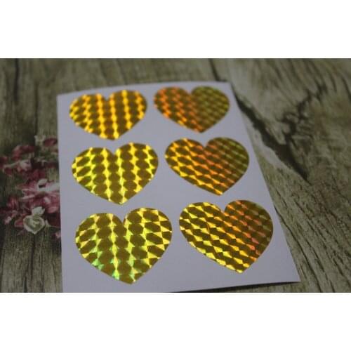 3.8cm Gold Hologram heart sticker