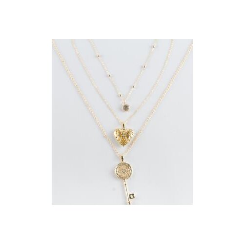 3'lü Heart Figured Softcover Key Chain Necklace