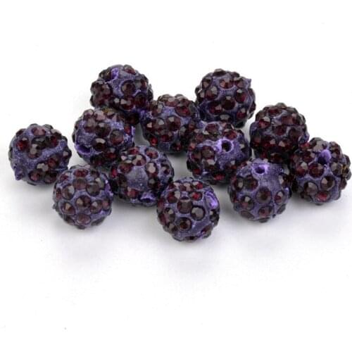 50pcs/lot 10mm Deep Purple Crystal Beads Disco Ball DIY For Bracelet jewelry making 33 Kinds oF Color