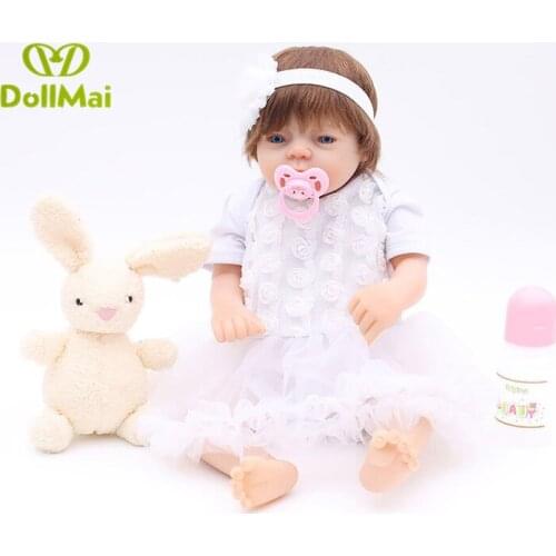 50cm reborn Full silicone babies dolls stylish blue eyes menina bebe alive toddler kids birthday Xmas gift play house toys