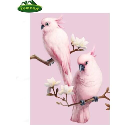 5D DIY Diamond Painting Pink Parrot Diamond Embroidery Home Wall Decor Rhinestone Mosaic Cross Stitch Kit Needlework Pattern
