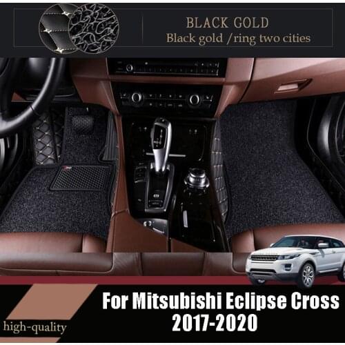 Car Floor Mats Carpets For Mitsubishi Eclipse Cross 2020 2019 2018 2017 Auto Double Layer Wire Loop Interior Accessories Leather