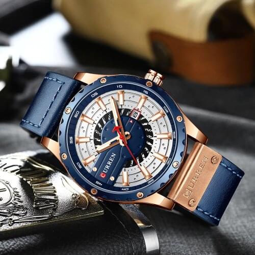CURREN Top Brand Luxury Fashion Casual Sport Watches for Men Black Military Leather Wrist Watch Man Clock Fashion Men Wristwatch