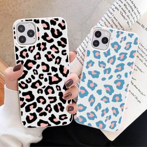 Leopard Print Phone Case White Candy Color for iPhone 11 12 mini pro XS MAX 8 7 6 6S Plus X SE 2020 XR