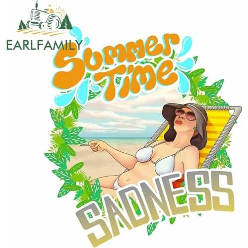 EARLFAMILY 13cm x 11.4cm For Summer Time Sadness Car Stickers Laptop Decals Surfboard Creative Waterproof Sticker Decoration
