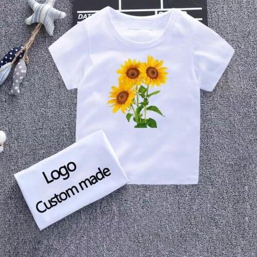 2020 New Toddler Baby T Shirt for Boys Girls Casual Print Sunflower Design Aesthetics Hip Hop White Tshirts 2 3 4 6 8 10 Years