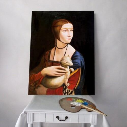 Handmade Oil painting reproduction Lady with an Ermine by Leonardo da Vinci