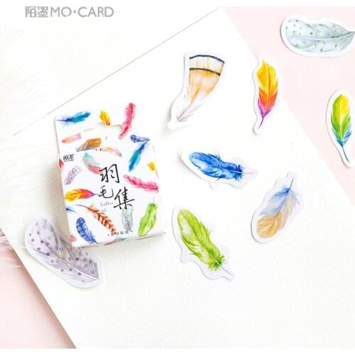 45 pcs/pack Feather Collections Decorative Sticker Set Diary Album Label Stickers DIY Stationery Stickers Gift Diary Deco Pack
