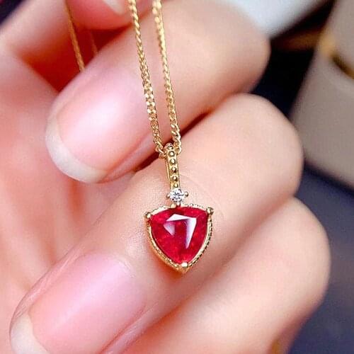 Little Chic Cute Heart Red Crystal Ruby Gemstones Diamonds Pendant Necklaces for Women Girl Gold Color Choker Chain Jewelry Gift
