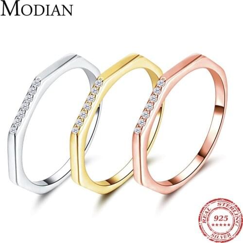 Modian 3 Color New Design 925 Sterling Silver Stylish Stackable Finger Ring Unique Rings For Women Fashion Original Jewelry Gift