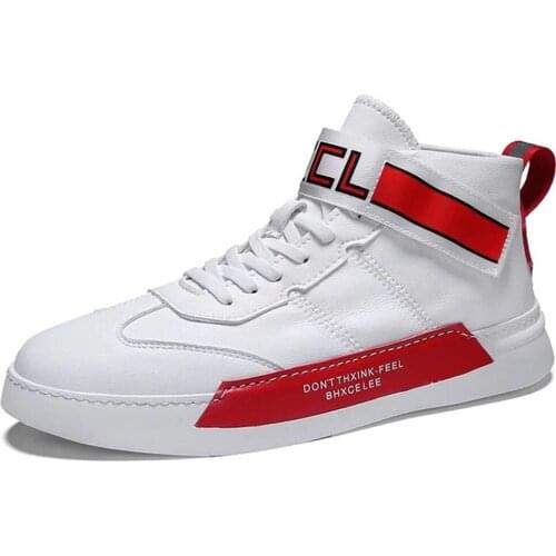 TaoBo NEW Hook&loop Casual Shoes for Men White Shoes Mens High top Shoes Mens Lace up The Fashion Brand Flats Shoe