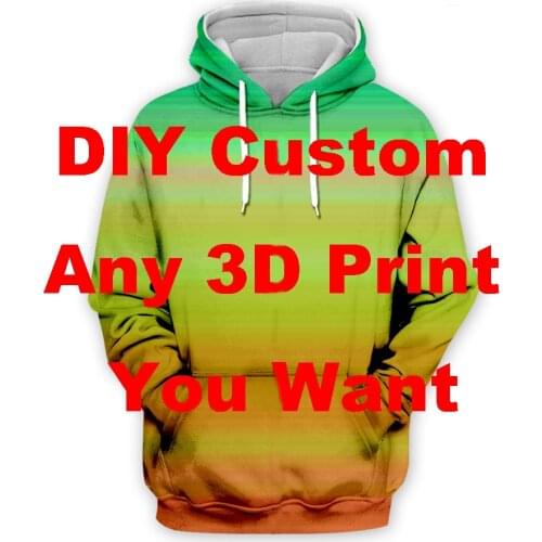 DIY Custom Your 3D All Over Printed Hoodies Pullover Sweatshirt Man Women Harajuku Outwear Casual Unisex Zipper Jacket Tracksuit