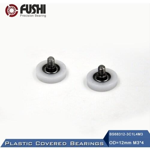 683ZZ Screw Pulley Bearing OD 12 mm M3*4 ( 2 PCS ) Doors and Windows Roller Mute Wheel POM 683 ZZ Plastic Covered Bearings