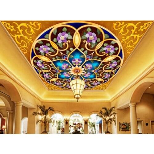 Custom 3d ceiling murals wallpaper for walls for ciling bedroom Continental Large non-woven 3d wallpaper for ceiling