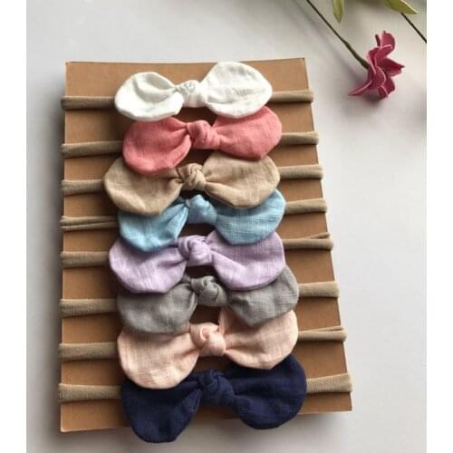 4 Pcs/lot High Quality Handmade solid Nylon Headband Bow Headbands For cute Kids Girls Hair Accessories Headwear cloth head band