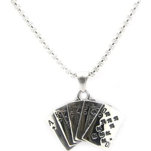Rany&Roy Newest Straight flush Pendant 316L Stainless Steel Jewelry Street Fashion Style Poker Pendant