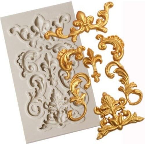 Embossed Molds European Vintage Palace Embossed Flower Rattan Lace Lace Concrete Fondant Clay Silicone Mold