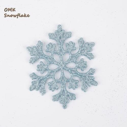 Christmas Snowflakes Decor Ornaments Home Decorations Frozen Party Supplies Gold Powder Plastic 24pcs 10cm Snow 6