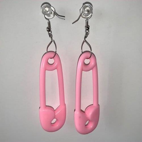 Y2K Jewelry Pink Pin Earrings for Women Acrylic Cute Vintage Harajuku Earrings Charms 90s Aesthetic New 2021 Gifts