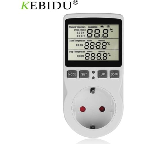Thermostat Digital Temperature Controller Socket Outlet EU US UK FR Plug With Timer Switch Sensor Probe Heating Timing 16A 220V