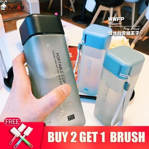 YIHAO 600ML High Quality Hot Sale Simple Square Bottle Portable Drop-resistant Hand Bottle Plastic Personality Water Bottle