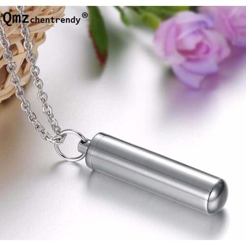 Stainless Steel Urn Keepsake Jewelry Cylinder Perfume Bottle Pendants Necklace Openable Put in Ashes Memorial For Men Women Gift