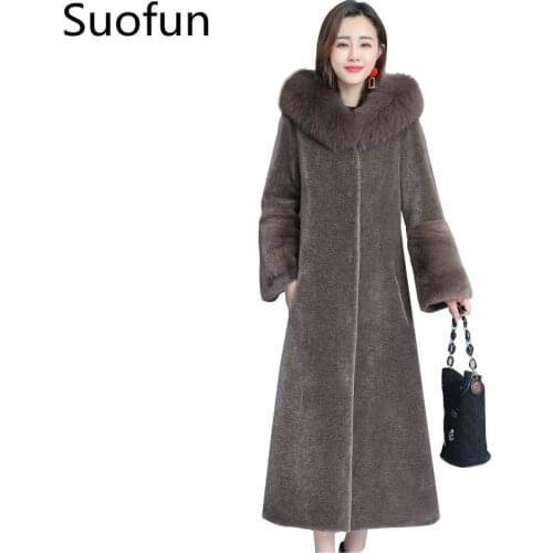 X-Long Big Mate Dunne Vos Bont Hair A Sheep Shaving Hot Jacket Female 2021 New Elegant Women Winter Warm Korean Nerds
