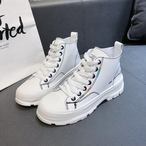 Thick Bottom Chunky Sneakers Platform Boots New Autumn Winter Boots for Women Shoes Woman Soft Leather Ankle Boots Plus Size