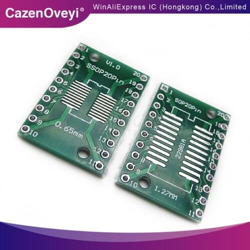 10pcs/lot SOP20 SSOP20 TSSOP20 to DIP20 Pinboard SMD To DIP Adapter 0.65mm/1.27mm to 2.54mm DIP Pin Pitch PCB Board Converter
