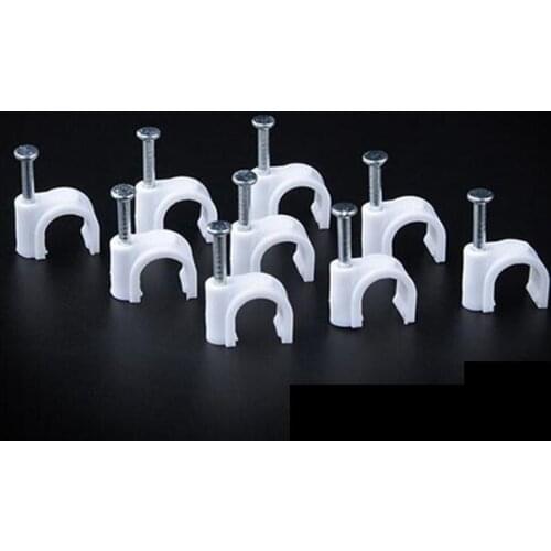 175pcs/lot 10mm Plastic Circle Nail Clips Solid wire nail for amplifier 75-7 Cable