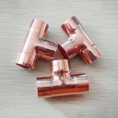 19mm Inner Dia x1mm Thickness Copper Equal Tee Socket Weld End Feed Coupler Plumbing Fitting Water Gas Oil