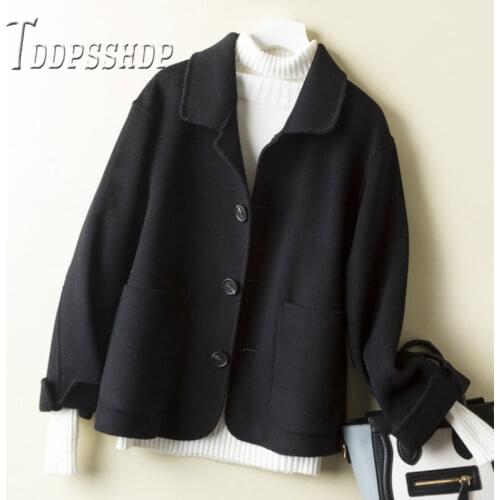 2019 Korean Cheap Women Woolen Coat Short Style Frock Easy To Match Female Jacket