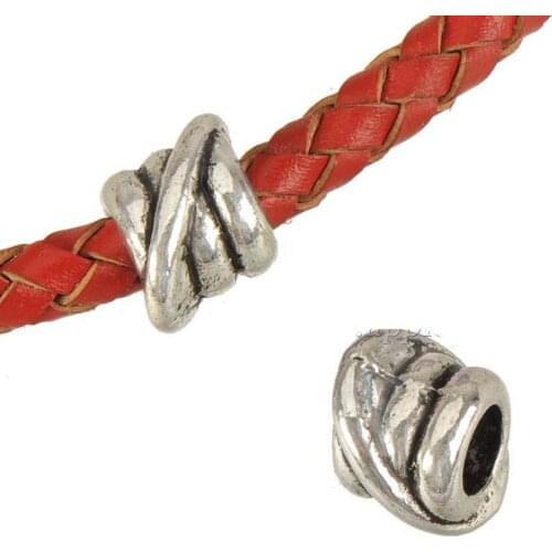 35pcs/bag Bracelets Beads Customs DIY Jewelery Round Big Hole Clew Design Silver Tube Fashion Handmade Crafts Accessories 9*8mm