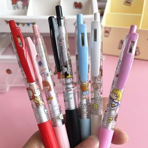 5PC/SET Small Meat Ball Press Water Pen 5 Different Colors Net Red Gel Pen Student Girly Heart High-value Pen 0.5mm Learning Pen