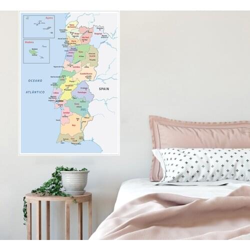 59*84cm The Portugal Map In Portuguese Wall Art Poster Canvas Painting Classroom Living Room Home Decoration School Supplies