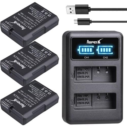 3Pc 1500mAH EN-EL14 EN-EL14A ENEL14 EL14 Batteries + LED Dual USB Charger for Nikon DF D5300 D5200 D5100 D3300 D3200 D3100 P7100