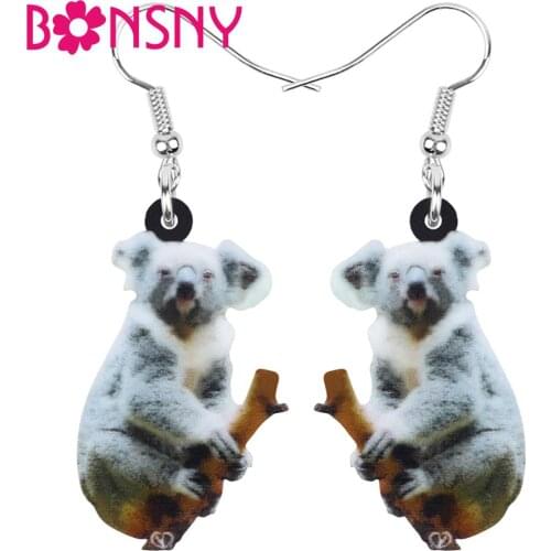 Bonsny Acrylic Australia Koala Earrings Animal Drop Dangle Jewelry For Women Girl Teen Kid Party Charm Trendy Gift Hot Sale Bulk