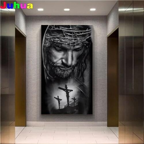 Black white jesus DIY 5D full drill Diamond painting mosaic religious diamond embroidery diamond stitch religion decor