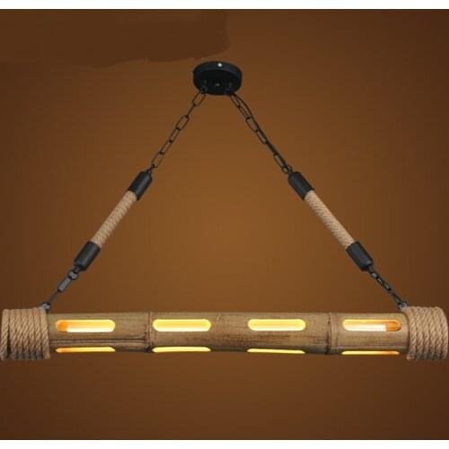 American Village Personalized Iron Cuisine Pendant Lights Creative Bar Cafe Vintage Bamboo Chop LU810212