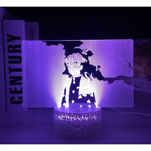 Animation Peripherals 3D Lamp 7 Color Changes With Remote Control Visual Illusion White Cracked Base Night Light for Home Decor