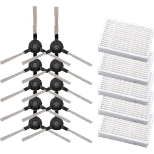 10pcs Side Brushes +5pcs Filter Replacements For Vacuum Cleaner