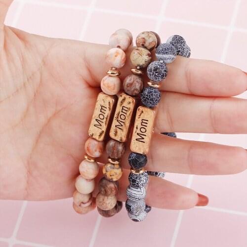 Zhijia bohemian stone strand bracelets ethnic mom bead bracelets for women jewelry mothers day gifts