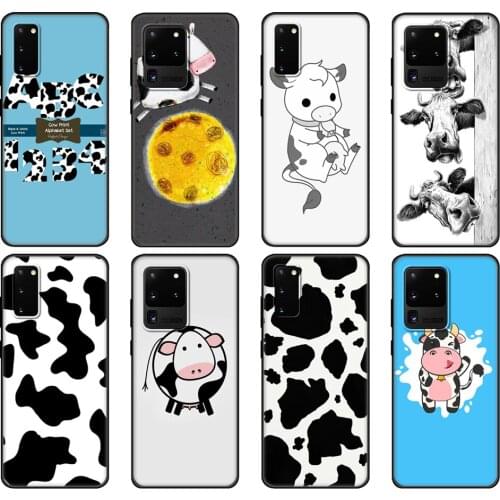 Black tpu Case For Samsung galaxy S20 /S20 PLUS/S20 ultra/S20+ /S20FE back cover black and white cow