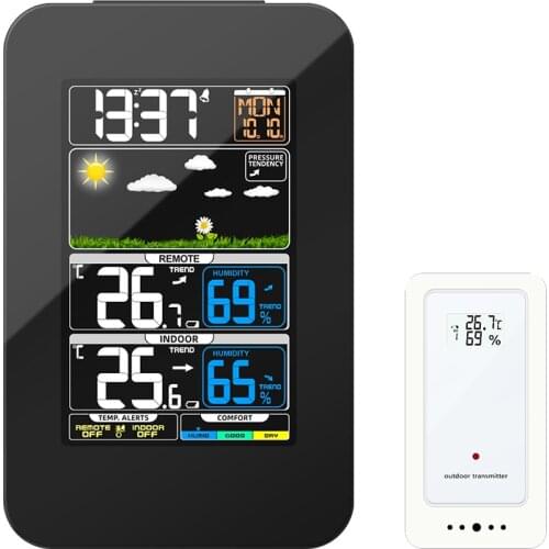 Color Weather Station, Protmex C36N Digital Weather Forecast Station Hygrometer LCD Color Display With Outdoor Sensor