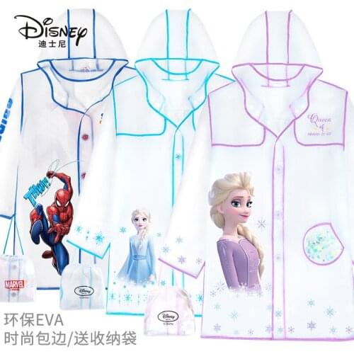 Disney Children Raincoats Boys and Girls Children College Students Big Brim Bag Bit Transparent Poncho