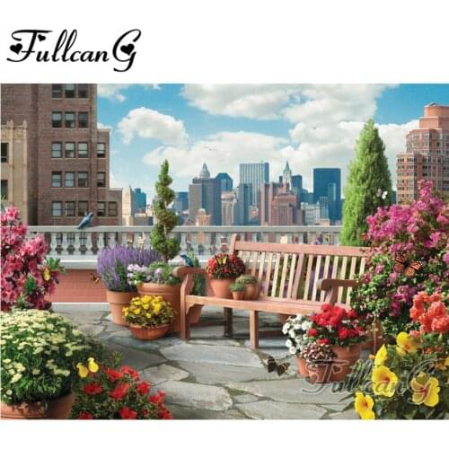 FULLCANG full square/round drill diy diamond painting "roof garden landscape" 5d rhinestone embroidery kits home decor FC220